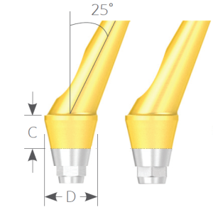 Стоматорг - Абатмент угловой для цементной фиксации диаметр 4.5 мм, десна 3.0 мм. Угол 25% без шестигранника тип Б.